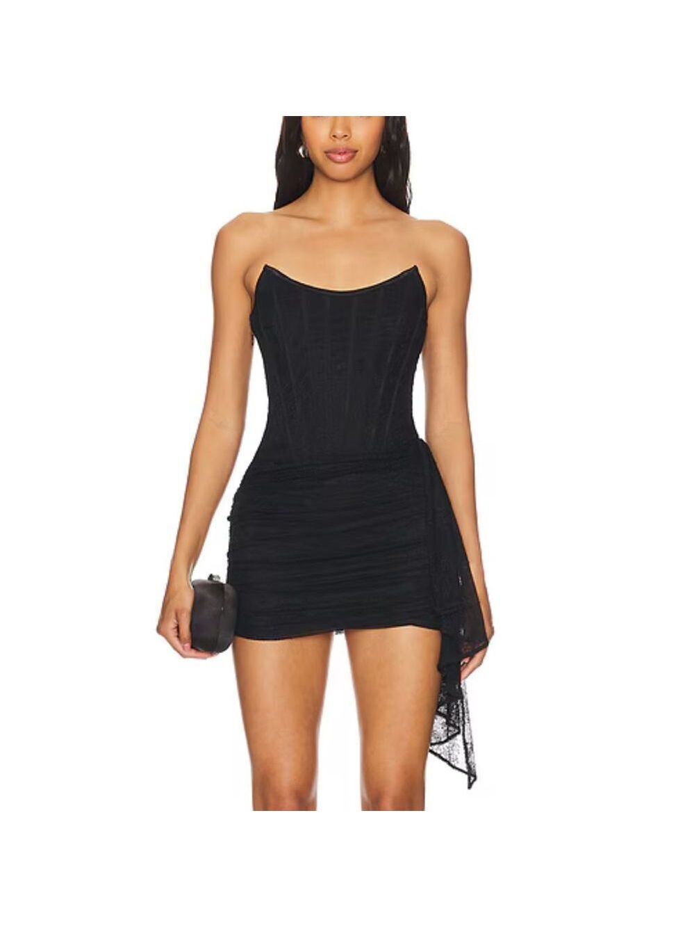 NEW NBD Revolve Lynette Corset Strapless Mini Dress Black Lace Size Large